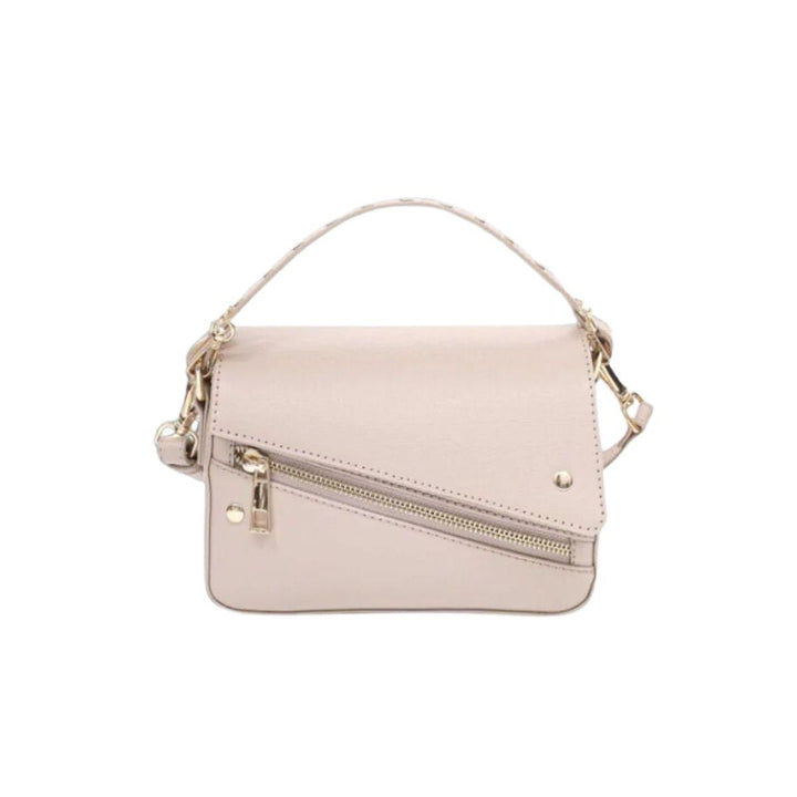 Voorkant Nunoo Small Honey cut florence leren schoudertas #kleur_beige-gold