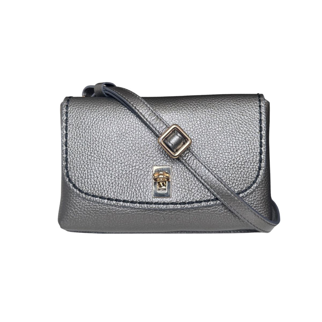 Voorkant met langere schouderriem van de Plinio Visona 20631 leren crossbody tas in het silver #kleur_silver