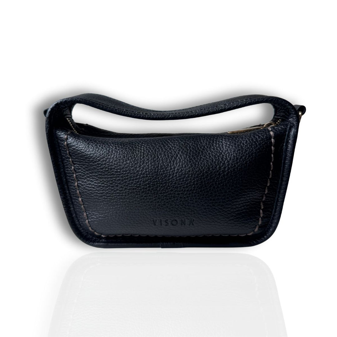Voorkant van Plinio Visona 23140 Leren handtas zwart #kleur_zwart
