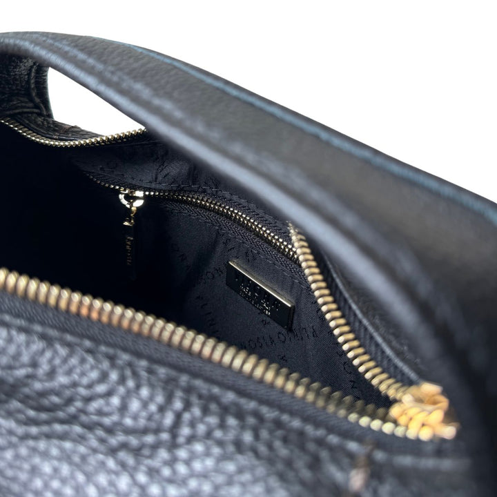 Binnenkant met rits sluiting van Plinio Visona 23140 Leren handtas zwart #kleur_zwart