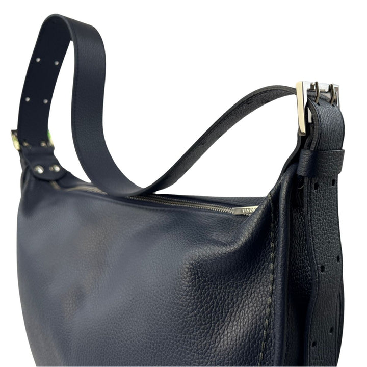 Details van het leer van de Plinio Visona 24152 leren handtas navy #kleur_navy