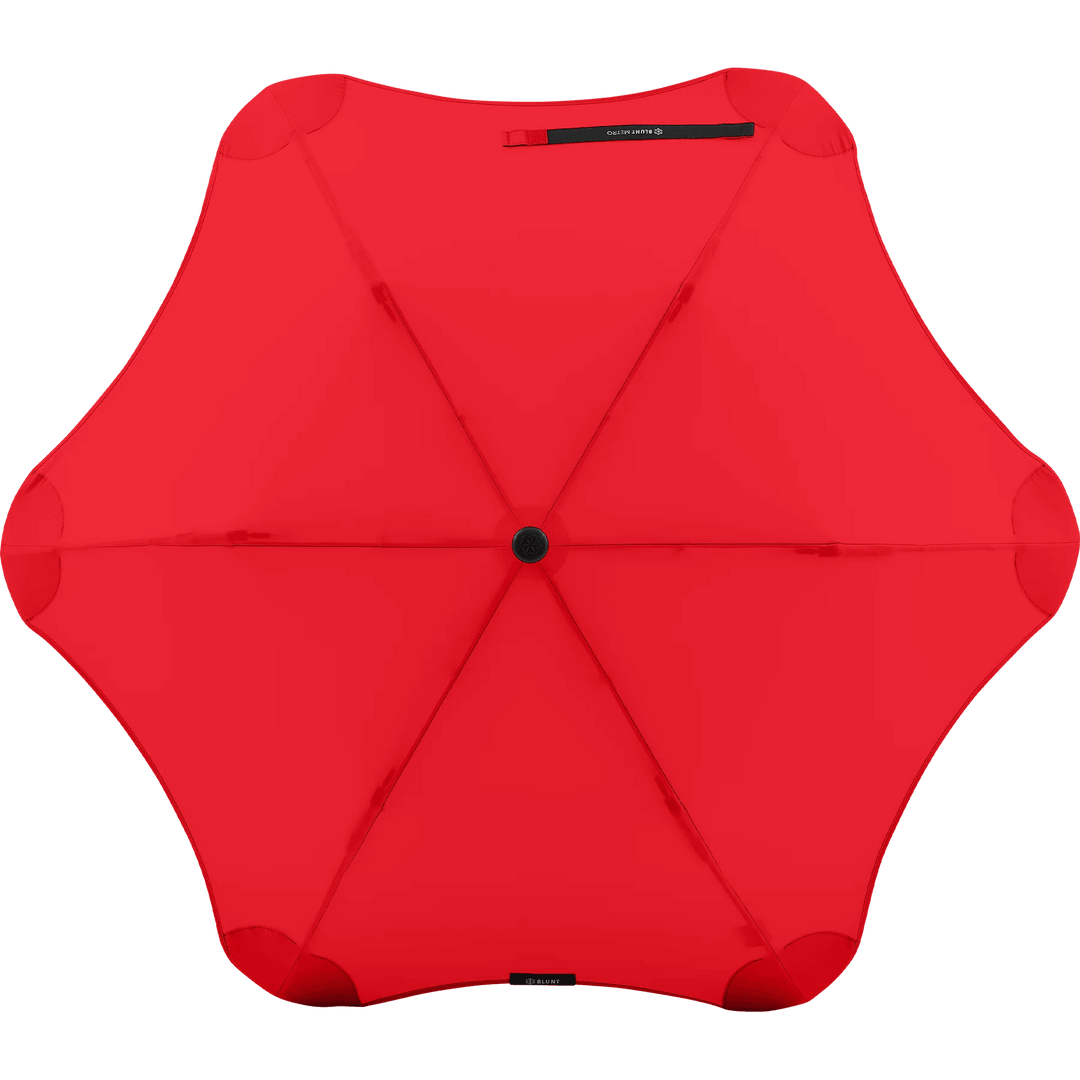 Bovenkant Blunt Metro opvouwbare paraplu in het rood #kleur_rood