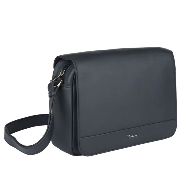 Voorzijde van de Riccardo Ferducci grote flap bag in navy #kleur_navy