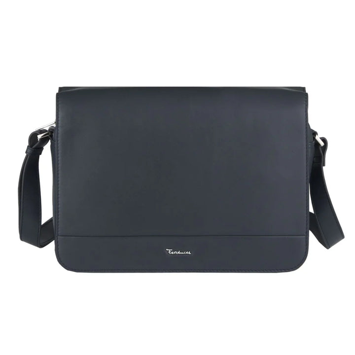 Voorkant van de Riccardo Ferducci grote flap bag in navy #kleur_navy