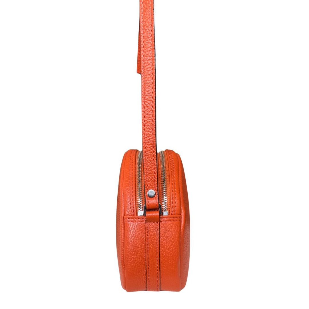 Zijkant van de Ripani 3624 leren schoudertas oranje #kleur_oranje