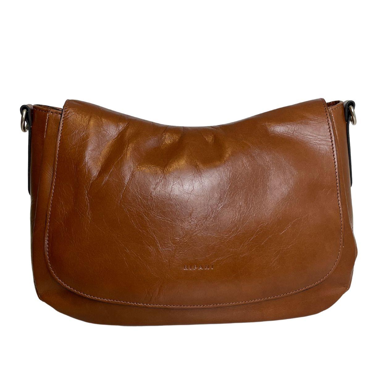 Voorkant Ripani 6114 leren schoudertas cognac