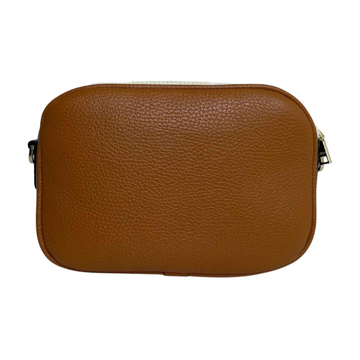 Achterkant Ripani 6128 leren schoudertas cognac #kleur_cognac