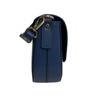 Zijkant Ripani 6141 leren schoudertas navy #kleur_navy