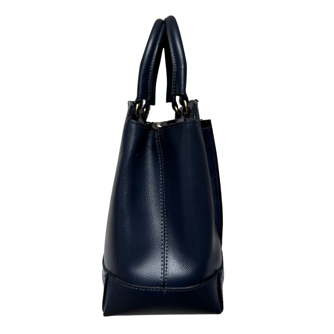Zijkant van de Ripani leren handtas navy #kleur_navy