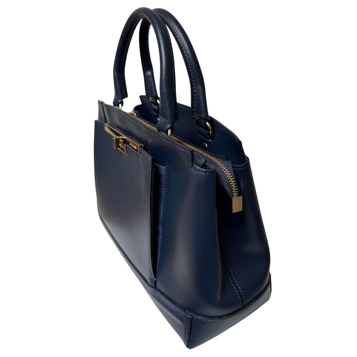 Voorzijde van de Ripani leren handtas navy #kleur_navy