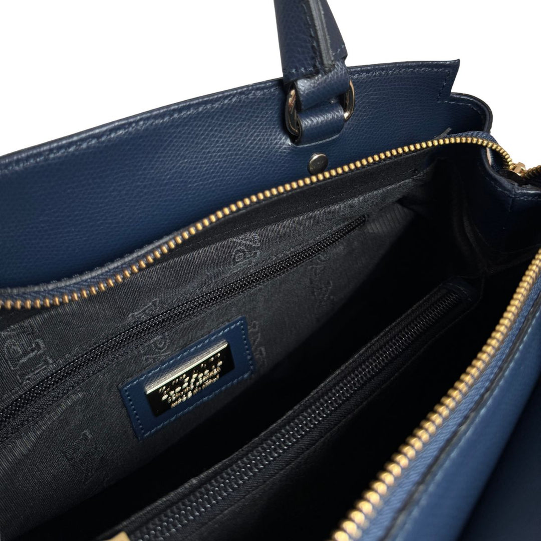 Binnenkant van de Ripani leren handtas navy #kleur_navy