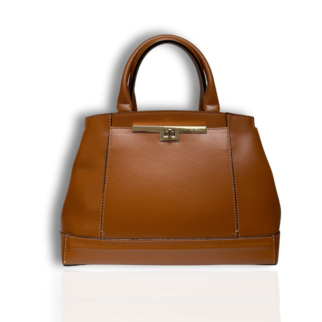 Voorkant van de Ripani leren handtas camel #kleur_camel