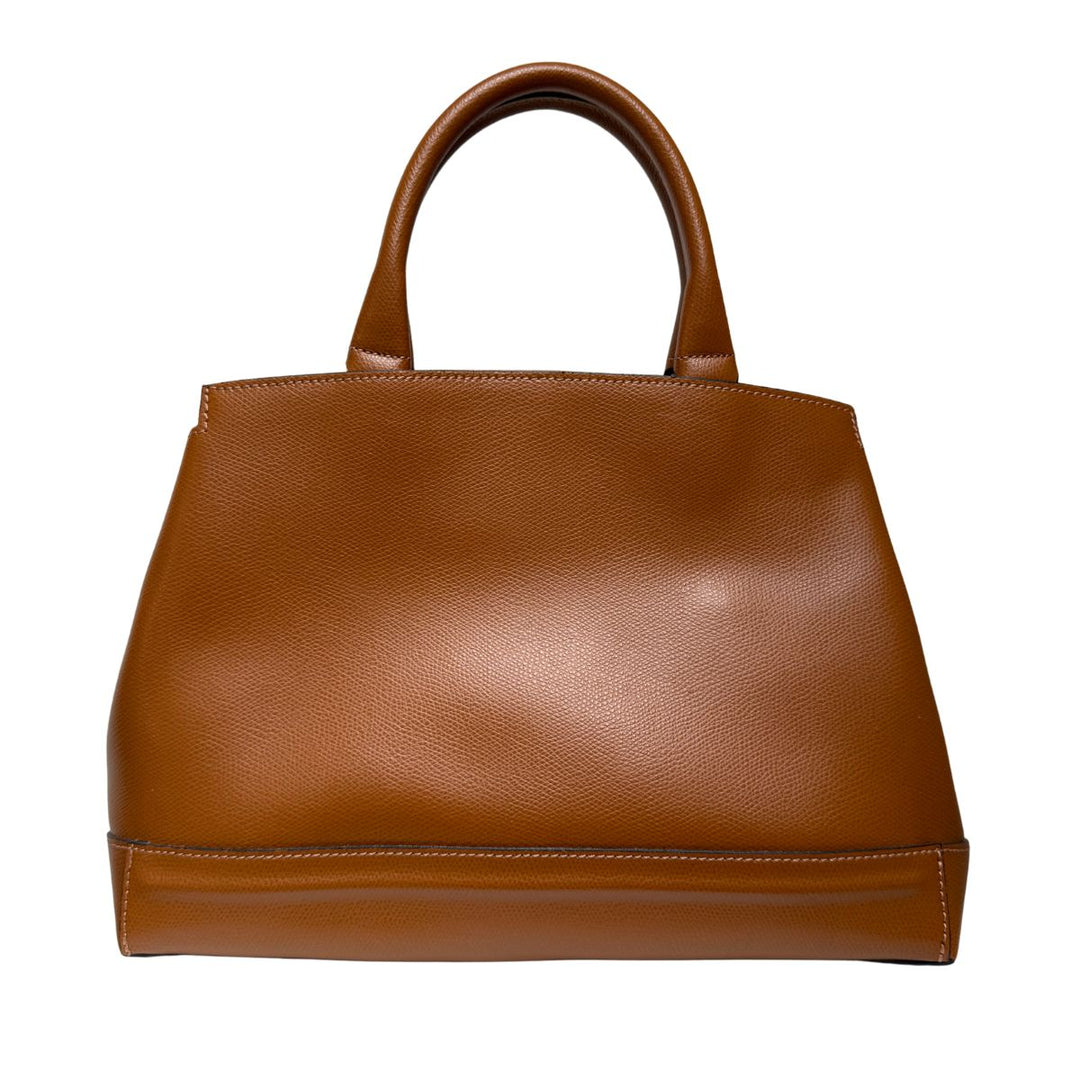Achterkant van de Ripani leren handtas camel #kleur_camel
