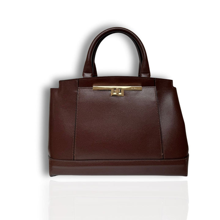 Voorkant van de Ripani leren handtas donkerbruin #kleur_donkerbruin
