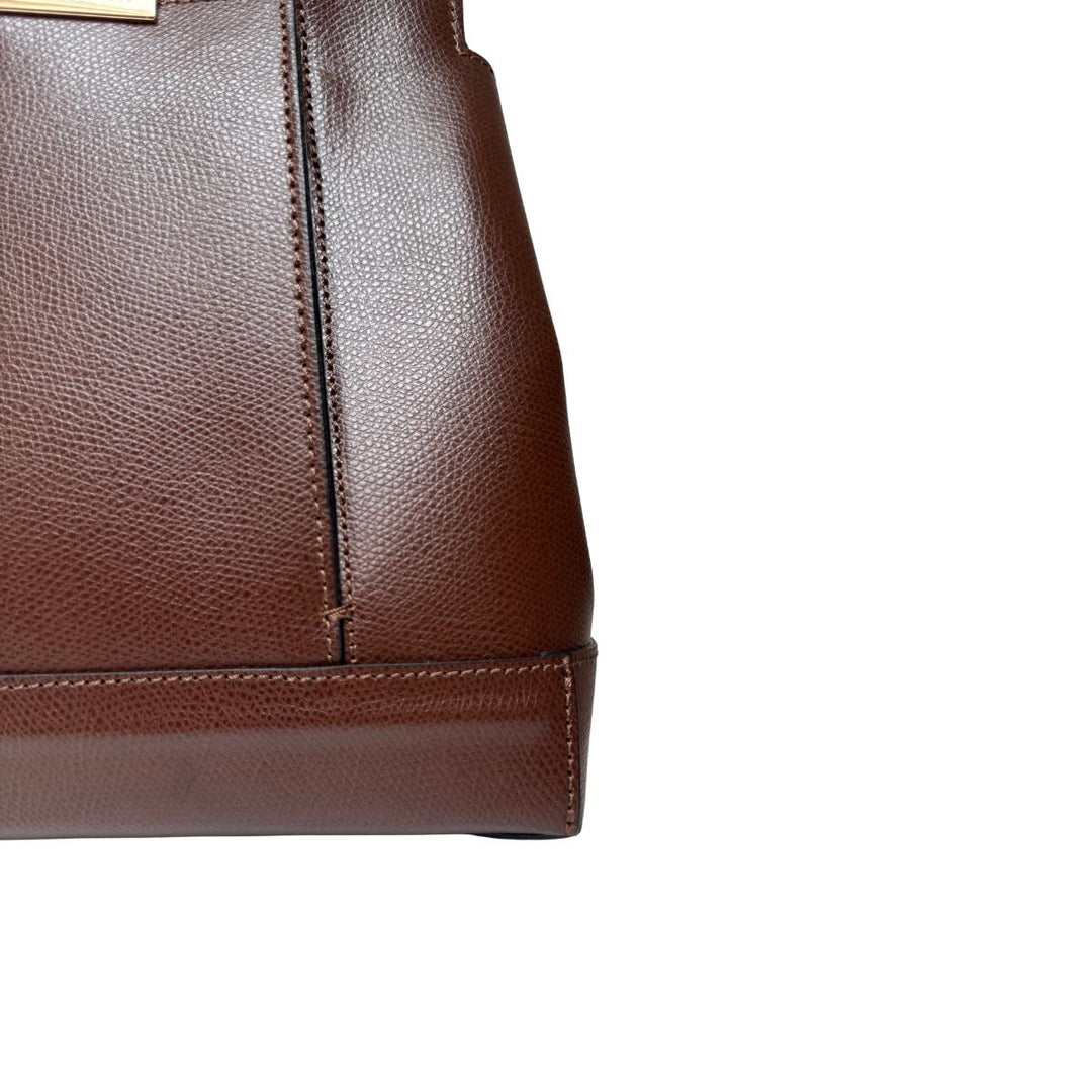 Details van het leer van de Ripani leren handtas donkerbruin #kleur_donkerbruin