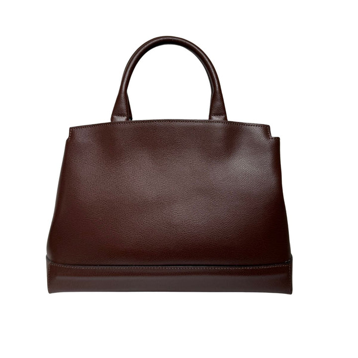 Achterkant van de Ripani leren handtas donkerbruin #kleur_donkerbruin