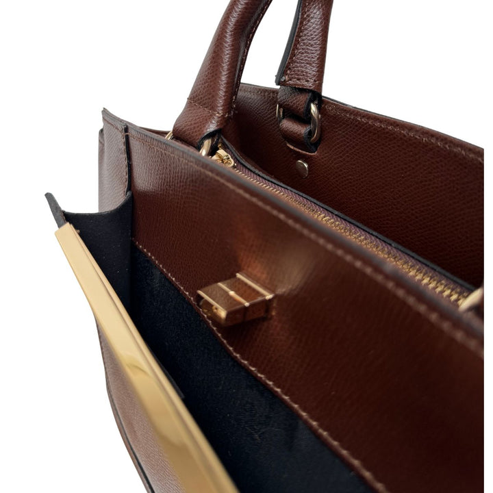 Voorvak van de Ripani leren handtas donkerbruin #kleur_donkerbruin