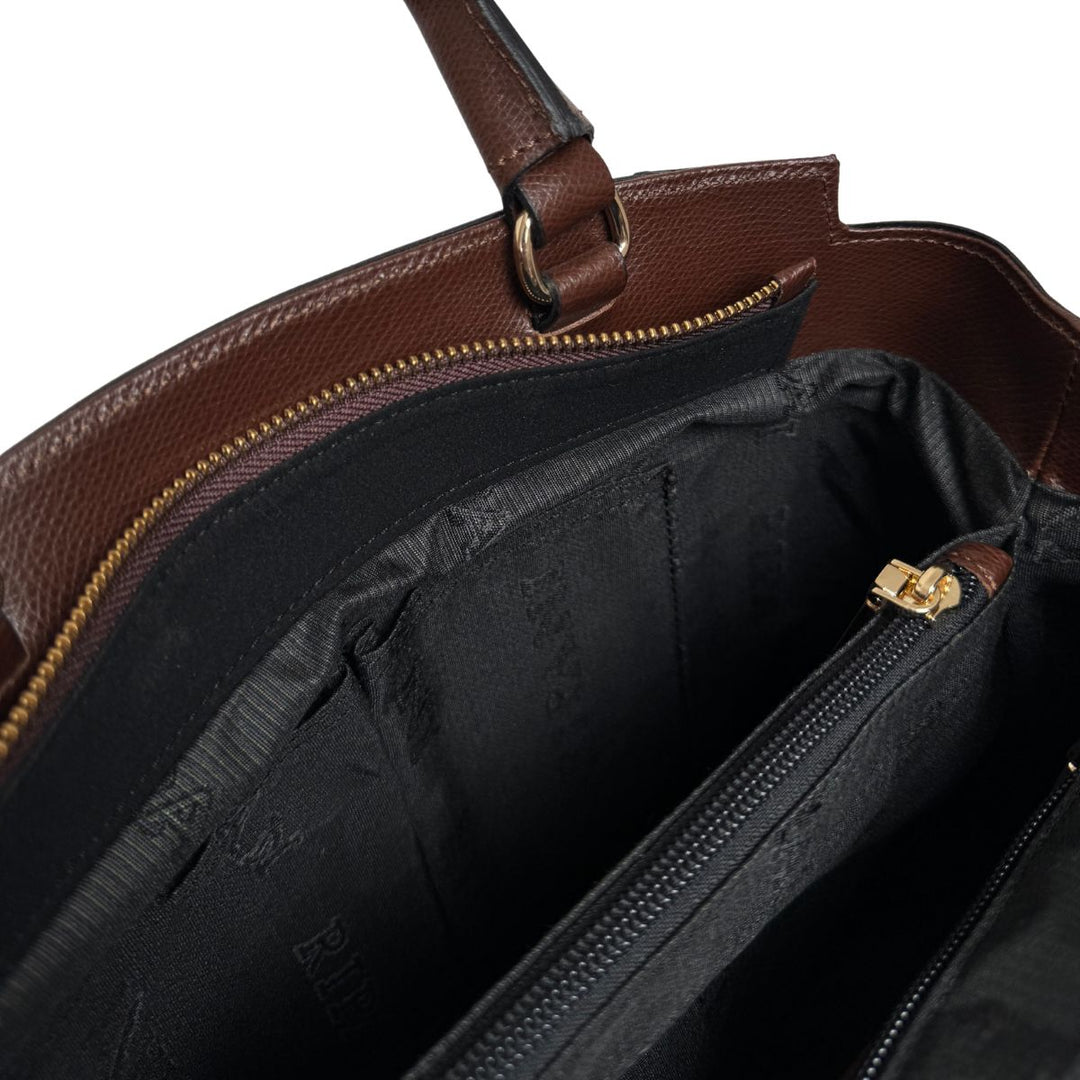 Binnenkant van de Ripani leren handtas donkerbruin #kleur_donkerbruin