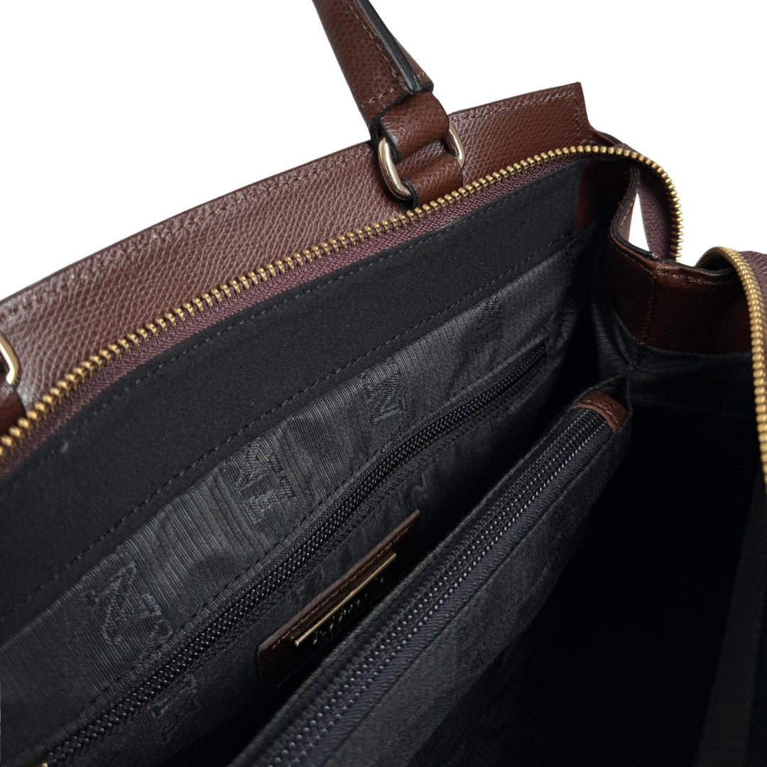 Binnenkant van de Ripani leren handtas donkerbruin #kleur_donkerbruin