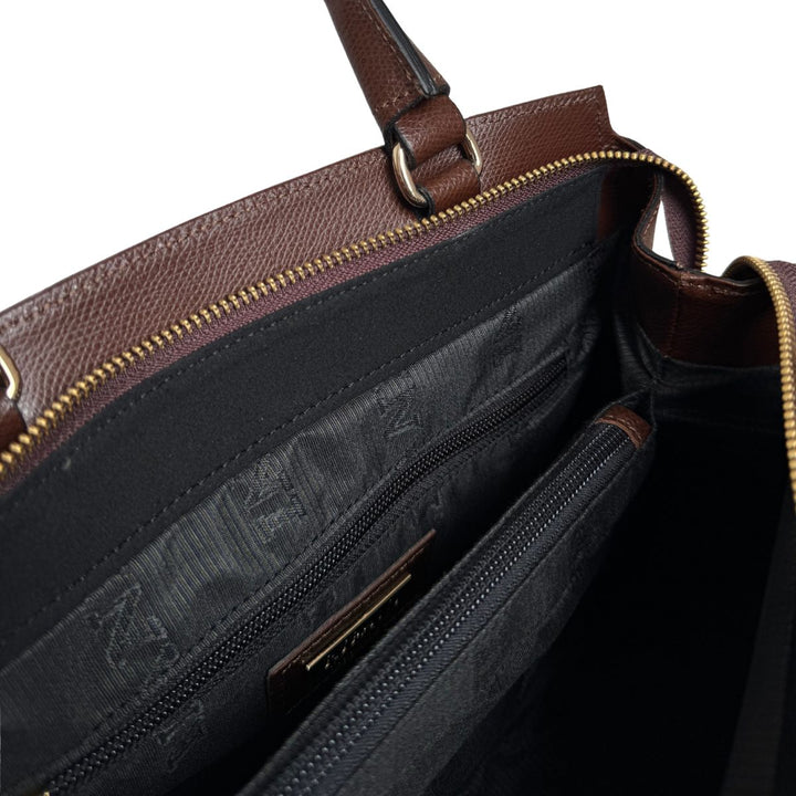 Binnenkant van de Ripani leren handtas donkerbruin #kleur_donkerbruin