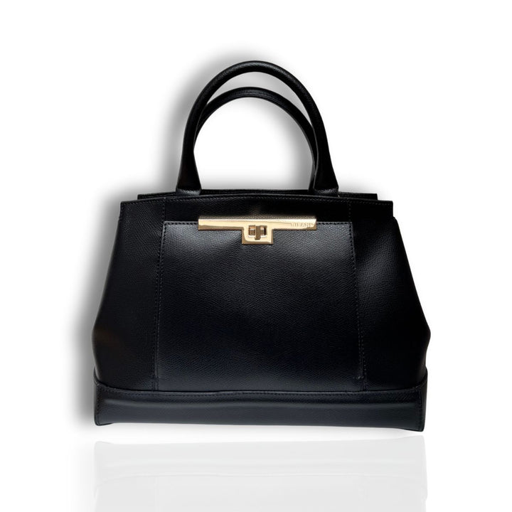 Voorkant van de Ripani leren handtas zwart #kleur_zwart