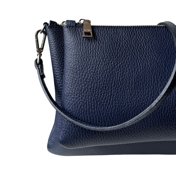 Details van het leer van de Ripani 7076 leren schoudertas navy #kleur_navy
