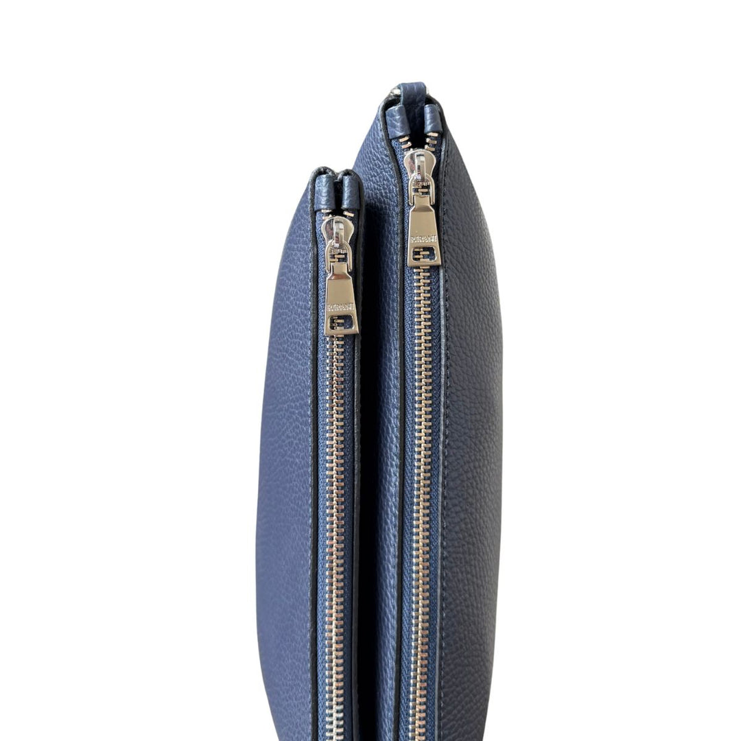 Bovenkant van de Ripani 7076 leren schoudertas navy #kleur_navy
