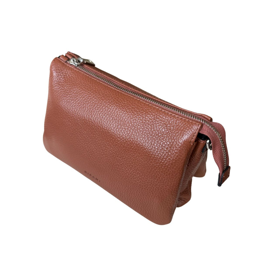 Bovenzijde van de Ripani _7086_ Leren schoudertas cognac #kleur_cognac