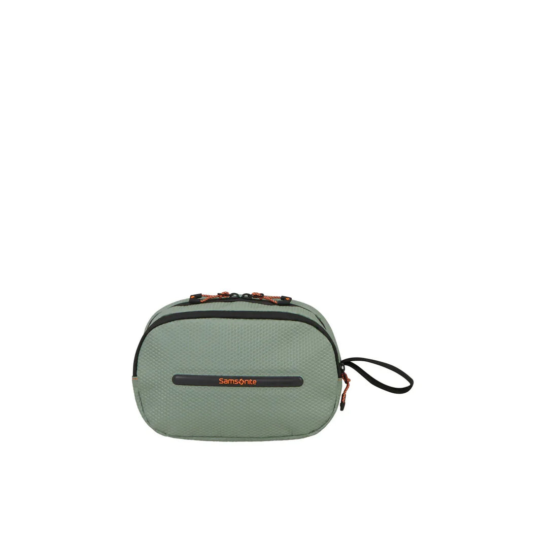 Voorkant van de Ecodiver toilettas in licht-sage #kleur_licht-sage