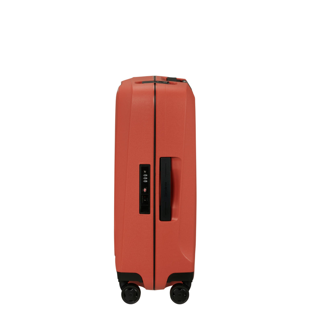 Zijkant van de Samsonite Essens handbagage koffer in clay #kleur_clay