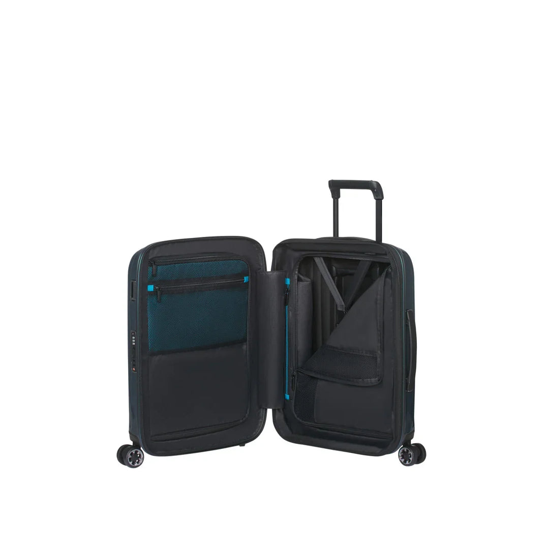 Binnenkant van de Samsonite NEXIS handbagage koffer petrol #kleur_petrol