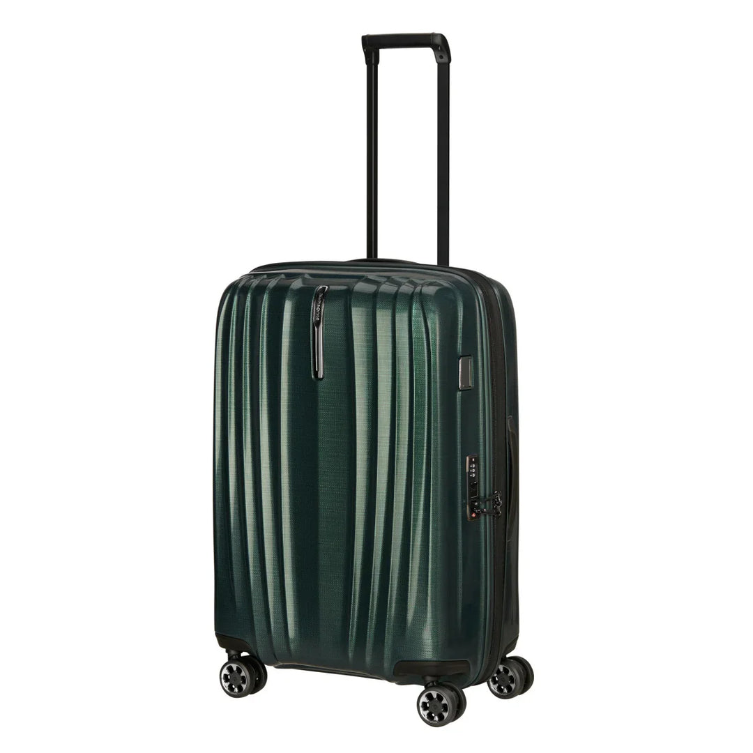 Voorzijde van de Samsonite NEXIS grote koffer 76 EXP in deep Forest #kleur_deep-forest