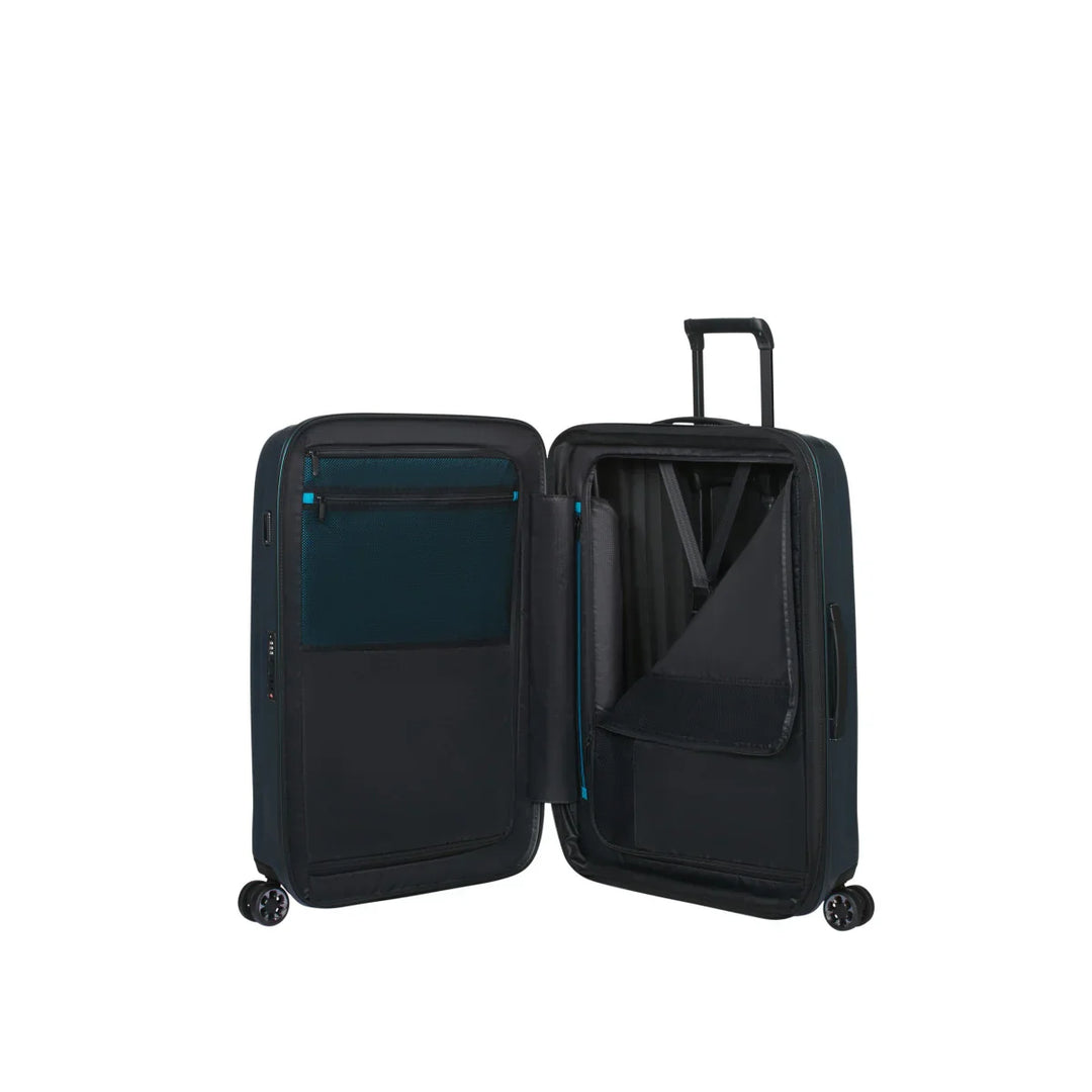 Binnenkant van de Samsonite NEXIS grote koffer 76 EXP in deep Forest #kleur_deep-forest