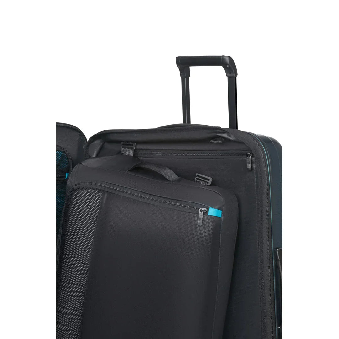 Binnenkant van de Samsonite NEXIS grote koffer 76 EXP in deep Forest #kleur_deep-forest
