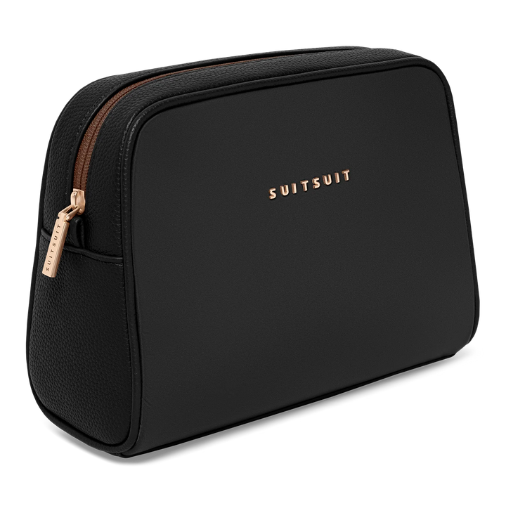 Voorzijde van de grote toilettas #kleur_black-olive