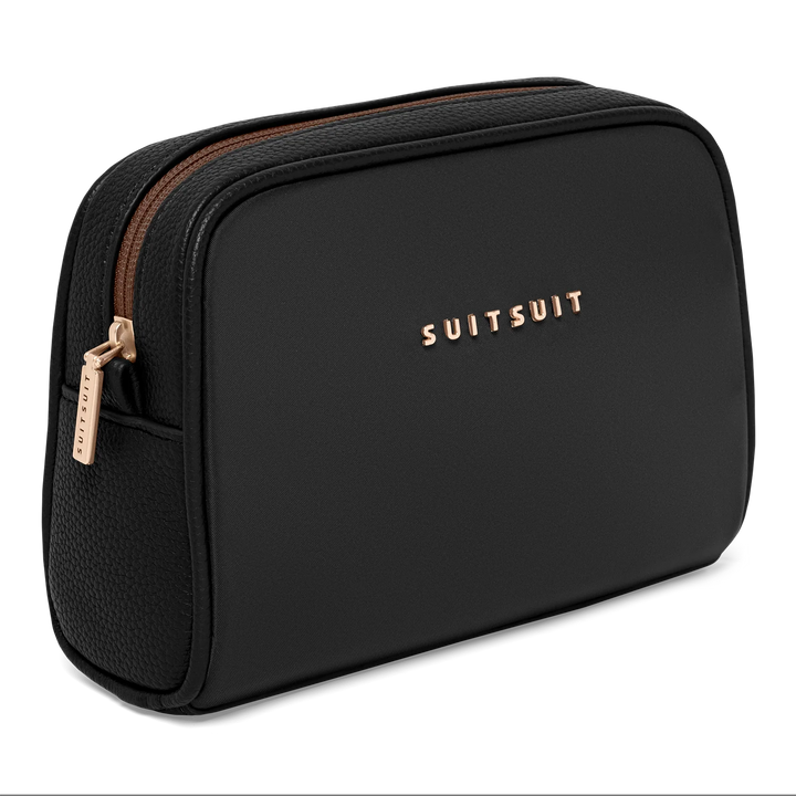 Voorzijde van de kleine toilettas #kleur_black-olive