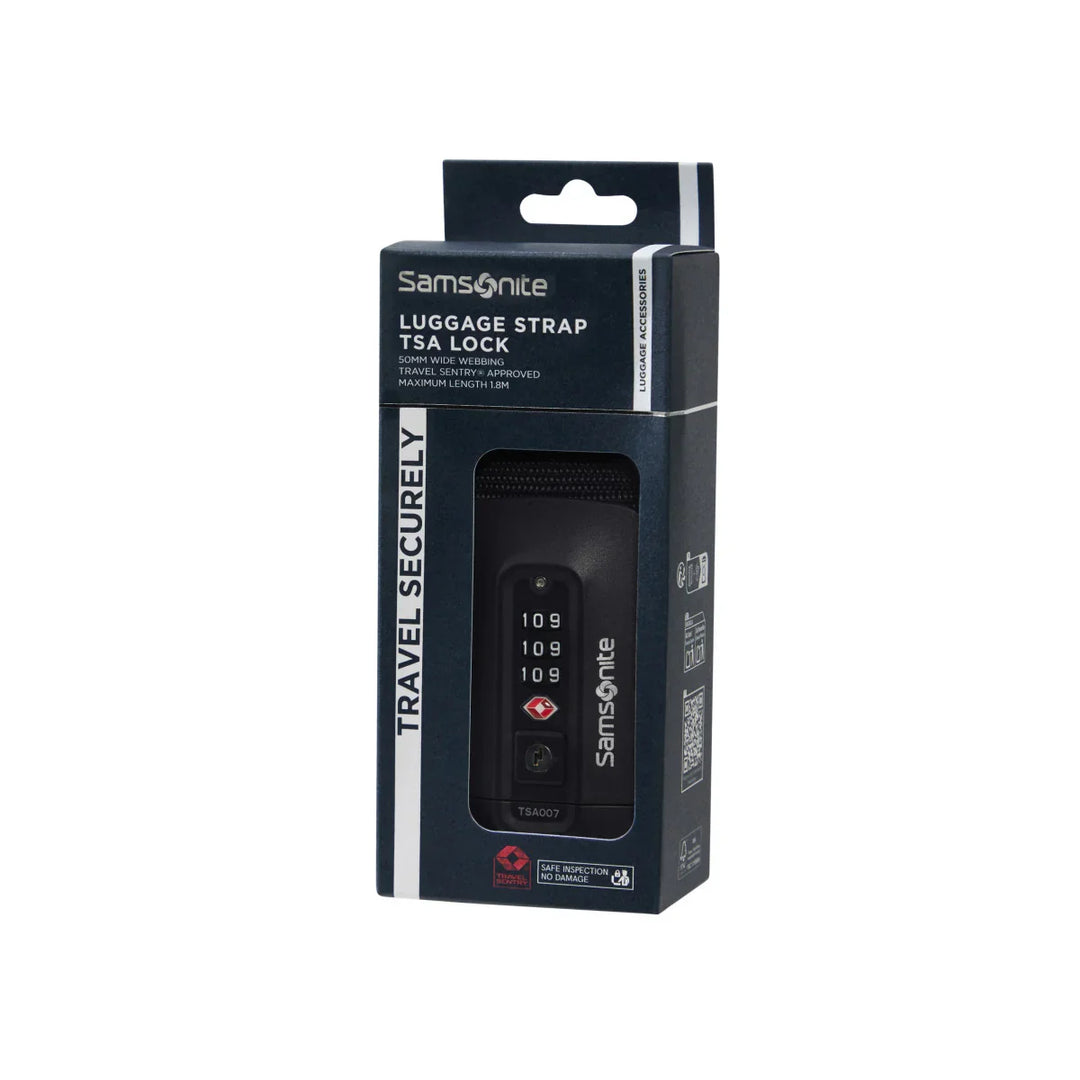 Verpakking van de Samsonite koffer riem met cijverslot black #kleur_black