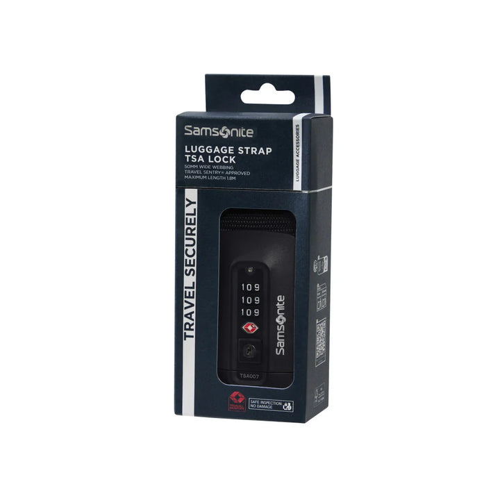 Verpakking van de Samsonite koffer riem met cijverslot black #kleur_black