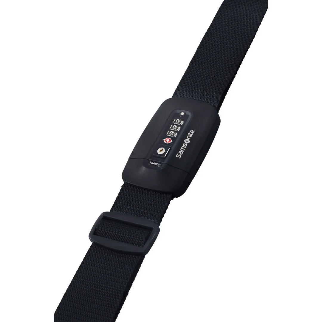 Voorzijde van de Samsonite koffer riem met cijverslot black #kleur_black