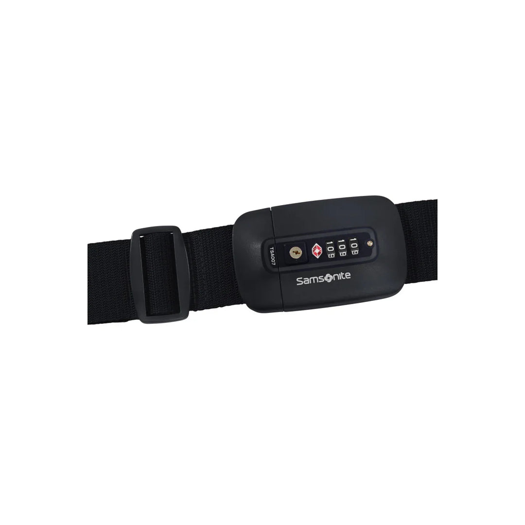 Voorkant van de Samsonite koffer riem met cijverslot black #kleur_black