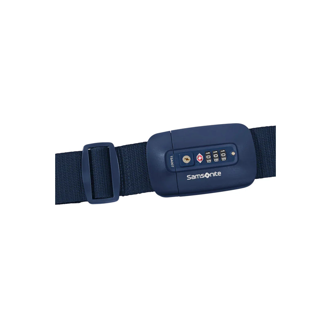 Voorkant van de Samsonite koffer riem met cijverslot navy #kleur_navy