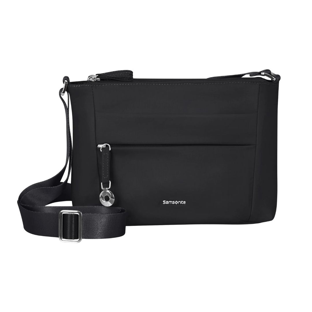 Voorkant van de Samsonite Sqaure crossover in het zwart #kleur_zwart