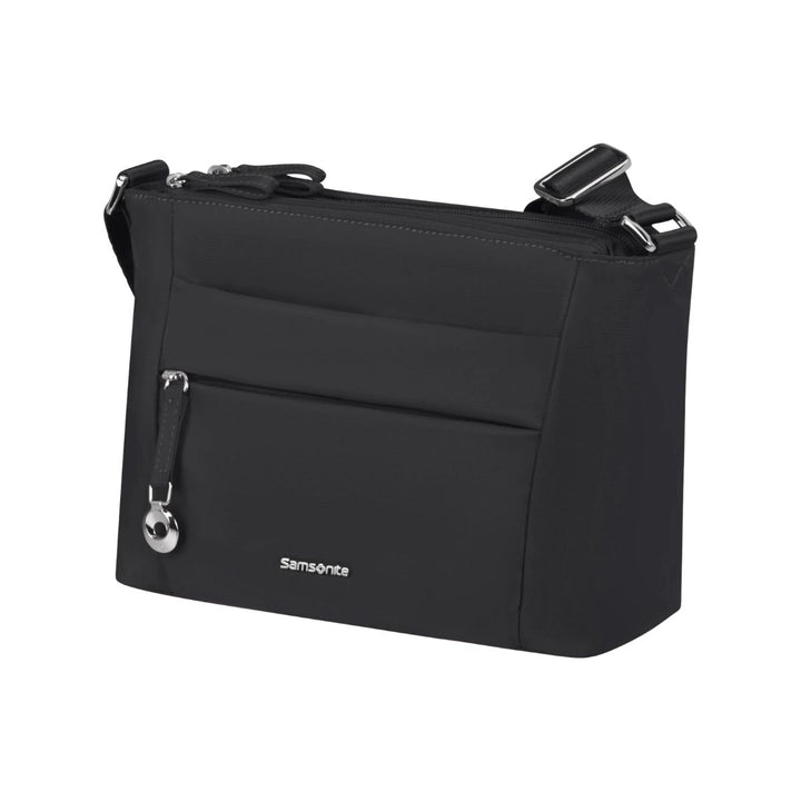 Voorzijde van de Samsonite Sqaure crossover in het zwart #kleur_zwart