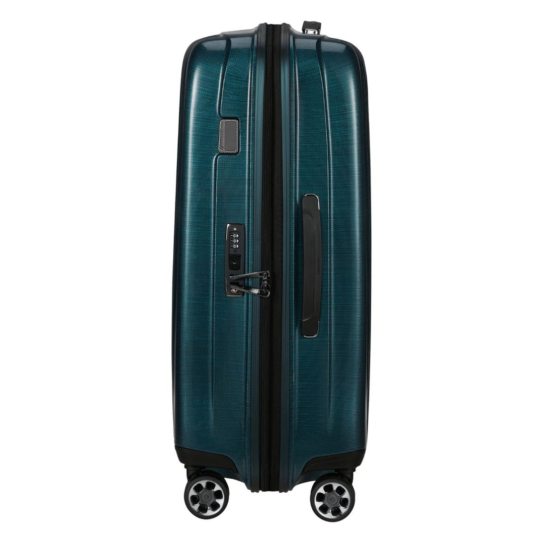 Zijkant van de Samsonite NEXIS handbagage koffer petrol #kleur_petrol