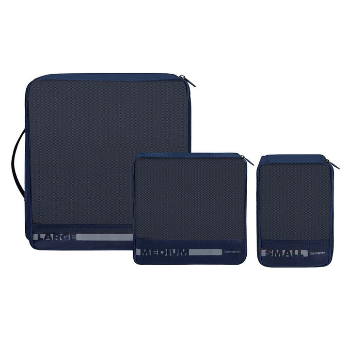 Voorkant Samsonite Packing cube set van 3 op model #kleur_navy