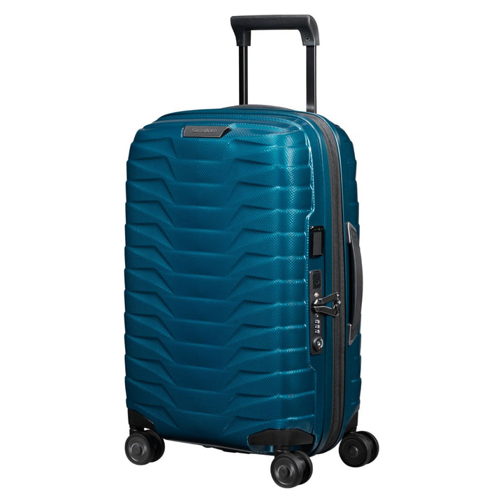 Voorzijde van de Samsonite Proxis handbagage koffer 55 - 35 EXP petrol #kleur_petrol-blue