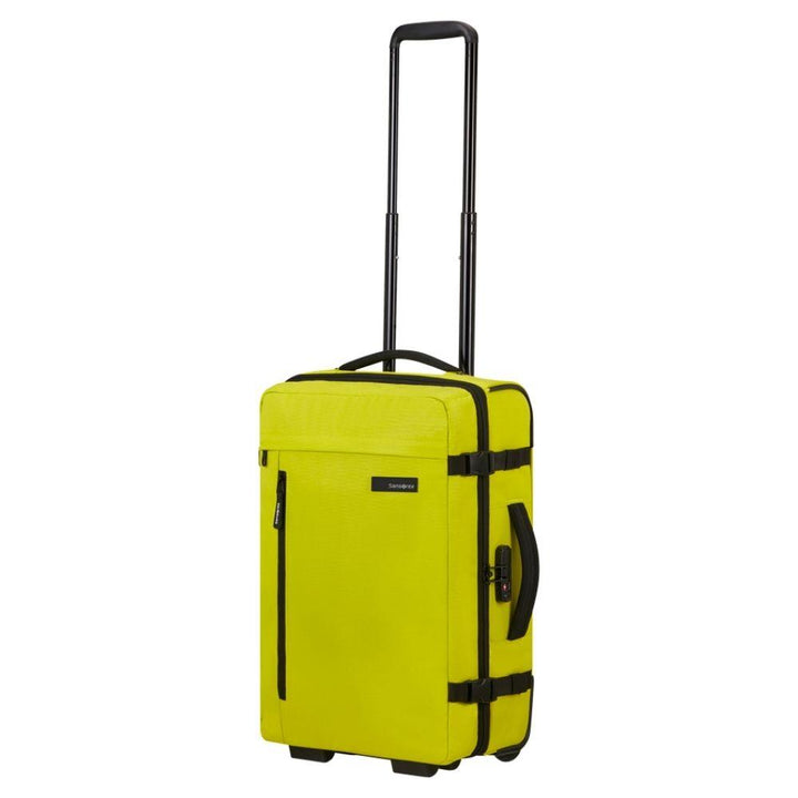 Voorzijde op model Samsonite Roader handbagage reistas lime #kleur_lime