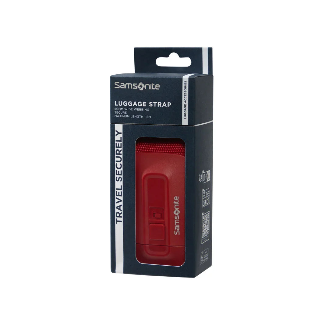 Verpakking van de Samsonite Luggage strap kofferriem in het rood #kleur_rood