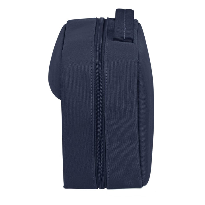 Zijkant van de Samsonite Stackd Toilet kit met hanger Navy #kleur_navy