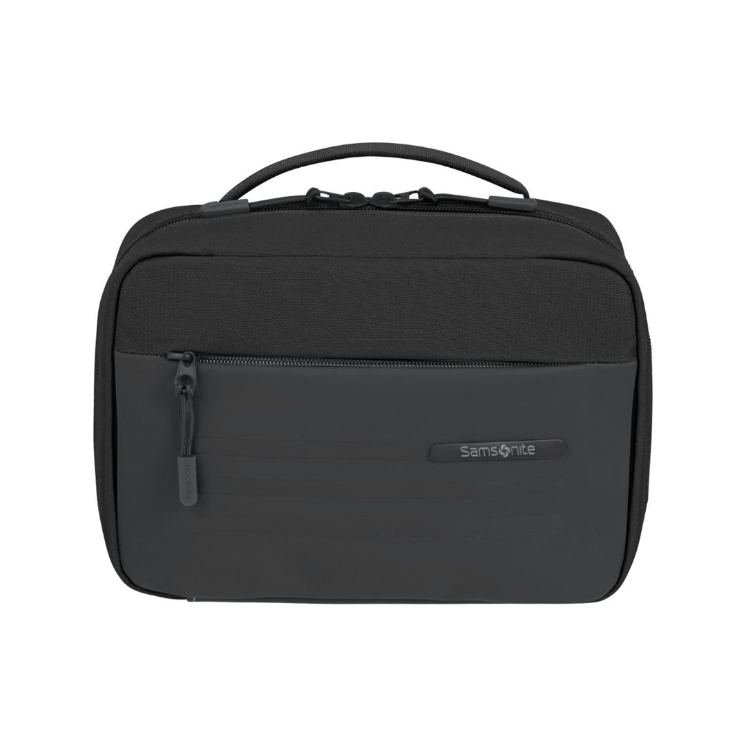 Voorkant van de Samsonite Stackd Toilet kit met hanger zwart #kleur_zwart